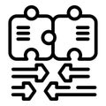 Puzzle impact integrity icon outline vector. Human value balance