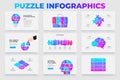 Puzzle Infographic Set with Light Bulb, Brain, Briefcase, Process Blocks and Strategy Diagrams for Business Presentation Template Royalty Free Stock Photo
