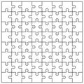 Puzzle jigsaw with blank pieces pattern, background. Vector templates of white game shapes isolated. Black outline joined parts in Royalty Free Stock Photo