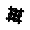 Puzzle - jigsaw icon, vector illustration, black sign on isolated background Royalty Free Stock Photo