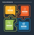 puzzle or jigsaw infographic process diagram with round square box with speech bubble inside on circular cycle with dark Royalty Free Stock Photo