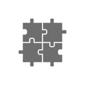 Puzzle, jigsaw, square, integrity, problem solving grey icon.