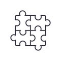 Puzzle,jigsaw vector line icon, sign, illustration on background, editable strokes