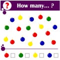 Puzzle for kids for the brain. How many. Count the Christmas balls