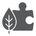 Puzzle with leaf glyph icon, ecology