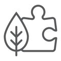 Puzzle with leaf line icon, ecology and energy