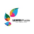 Puzzle leaf logo vector icon template Royalty Free Stock Photo