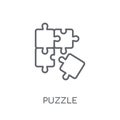 Puzzle linear icon. Modern outline Puzzle logo concept on white