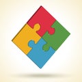 Puzzle logo. Isometric image. Vector illustration.