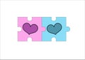 Puzzle love heart halves on a white background