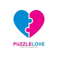 Puzzle love logo vector icon Royalty Free Stock Photo
