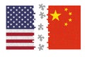 Puzzle made from United States of America and China flags Royalty Free Stock Photo