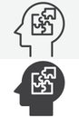 Puzzle mind line and solid vector icon set Royalty Free Stock Photo