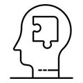 Puzzle mind man icon, outline style