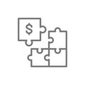 Puzzle money, investment line icon. Isolated on white background Royalty Free Stock Photo