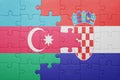 puzzle with the national flag of azerbaijan and croatia