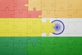 Puzzle with the national flag of bolivia and india