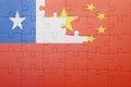 Puzzle with the national flag of chile and china