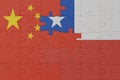 puzzle with the national flag of chile and china . macro.concept