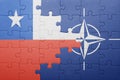 Puzzle with the national flag of chile and nato