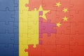 puzzle with the national flag of china and chad