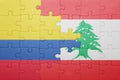 Puzzle with the national flag of colombia and lebanon