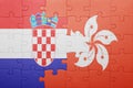 Puzzle with the national flag of croatia and hong kong