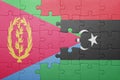 puzzle with the national flag of eritrea and libya