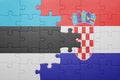 puzzle with the national flag of estonia and croatia