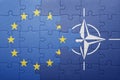 Puzzle with the national flag of european union and nato