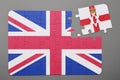 Puzzle with national flag of great britain and northern ireland piece detached. Royalty Free Stock Photo