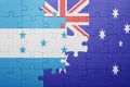 Puzzle with the national flag of honduras and australia