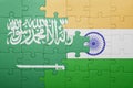 Puzzle with the national flag of india and saudi arabia