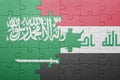 Puzzle with the national flag of iraq and saudi arabia