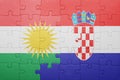 puzzle with the national flag of kurdistan and croatia