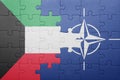 Puzzle with the national flag of kuwait and nato