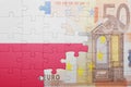 Puzzle with the national flag of poland and euro banknote Royalty Free Stock Photo