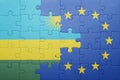 Puzzle with the national flag of rwanda and european union