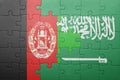 Puzzle with the national flag of saudi arabia and afghanistan