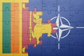 Puzzle with the national flag of sri lanka and nato