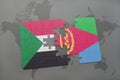 puzzle with the national flag of sudan and eritrea on a world map