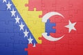 Puzzle with the national flag of turkey and bosnia and herzegovina
