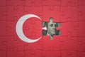 puzzle with the national flag of turkey and usa dollar banknote. finance concept Royalty Free Stock Photo