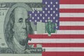 puzzle with the national flag of united states of america and dollar money banknote. macro.concept Royalty Free Stock Photo