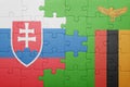 puzzle with the national flag of zambia and slovakia