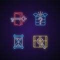 Puzzle neon light icons set Royalty Free Stock Photo