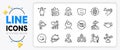 Puzzle, Not looking and Multitasking gesture line icons. For web app. Vector