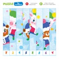 Puzzle by Number Cut Scissors Along Line Kid Game