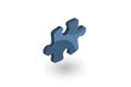 Puzzle part, jigsaw piece, solution isometric flat icon. 3d vector Royalty Free Stock Photo