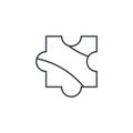 Puzzle part, jigsaw piece, solution thin line icon. Linear vector symbol